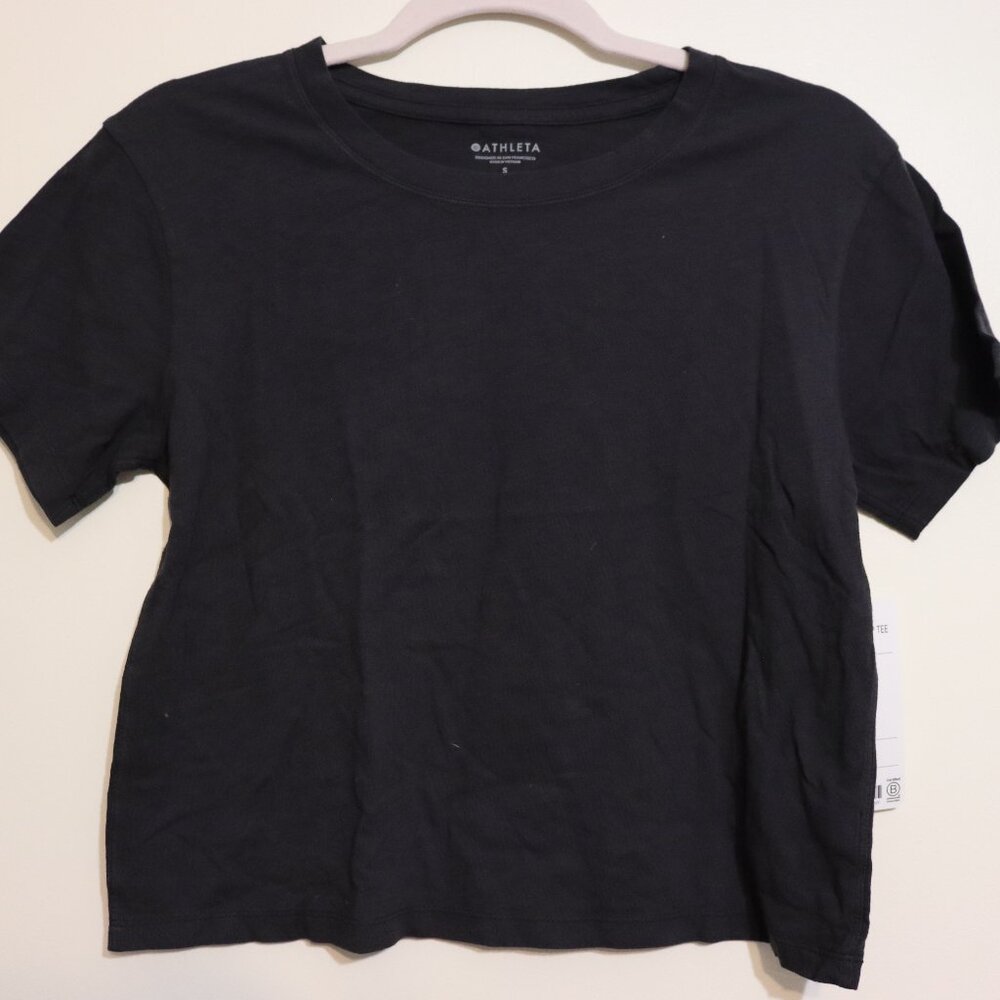 Athleta Organic Daily Crop Tee Black Size Small NWT